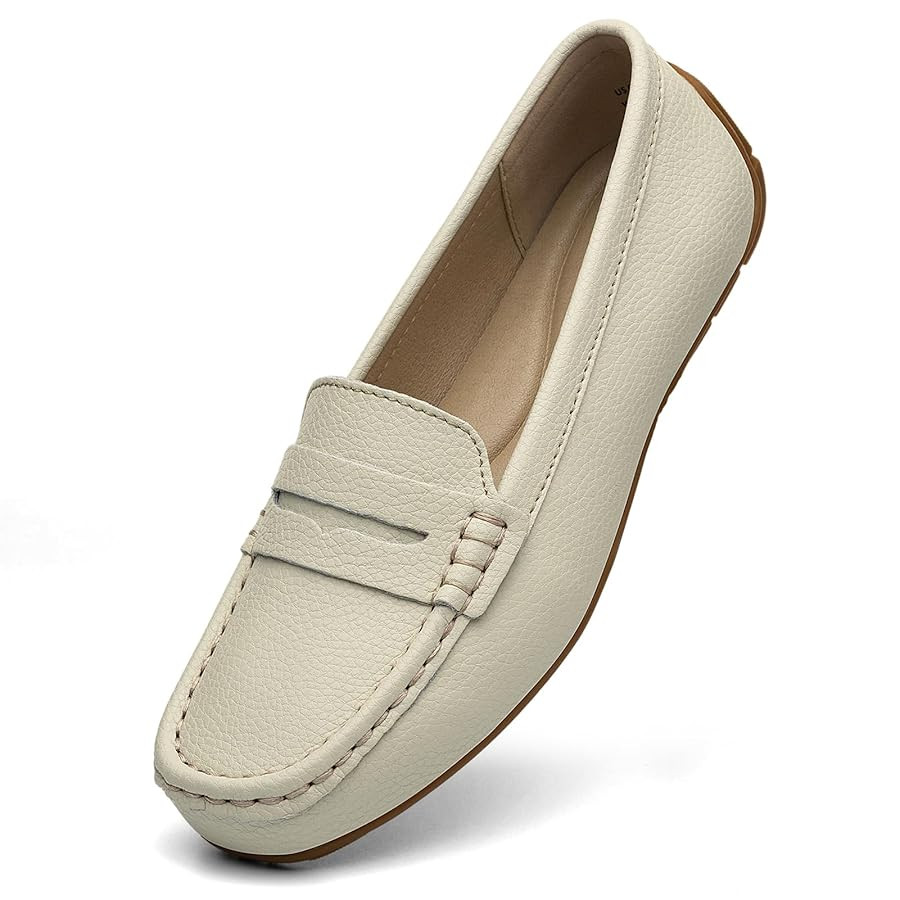 Women's Comfortable & Lightweight Leather Penny Loafers Slip-Ons Cute Business Casual Dress Shoes... | Amazon (US)