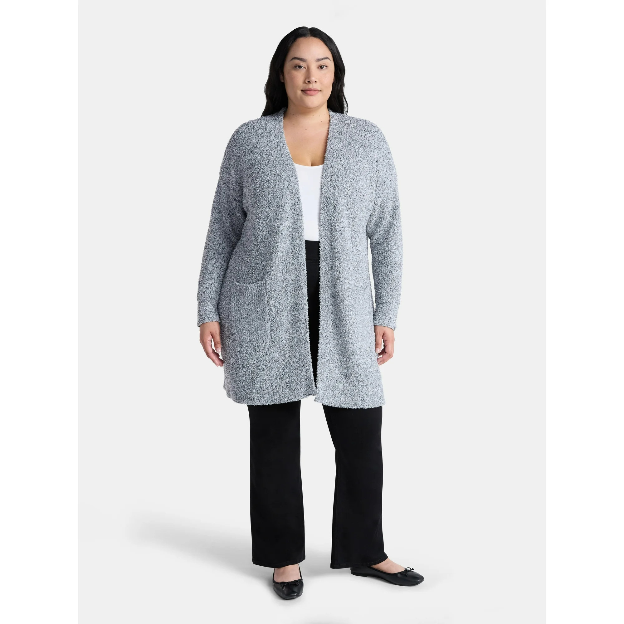Time and Tru Women’s and Women’s Plus Super Soft Longline Cardigan Sweater, Lightweight, Size... | Walmart (US)