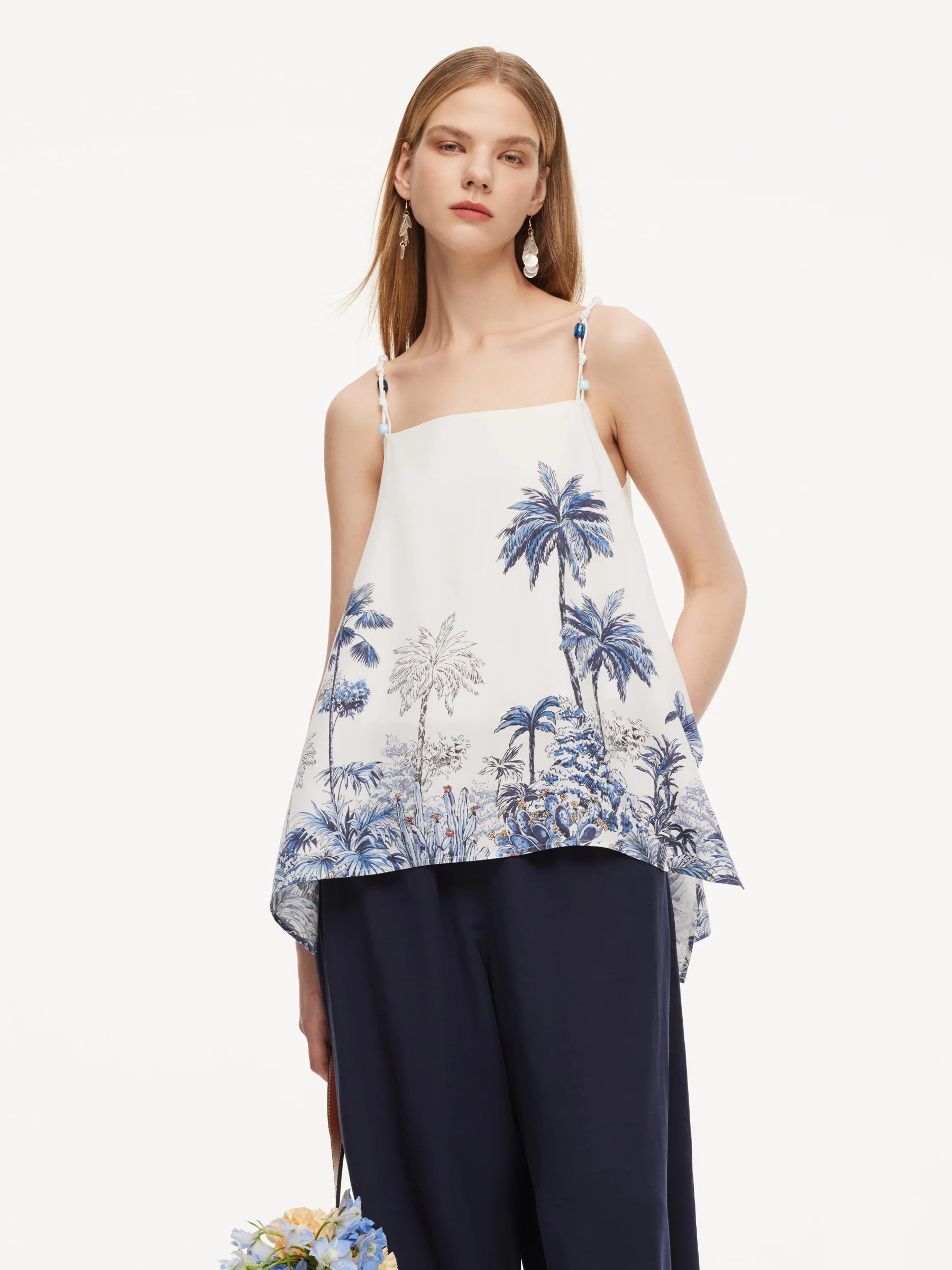 Tencel Linen Blend Floral Printed Women Camisole | GOELIA