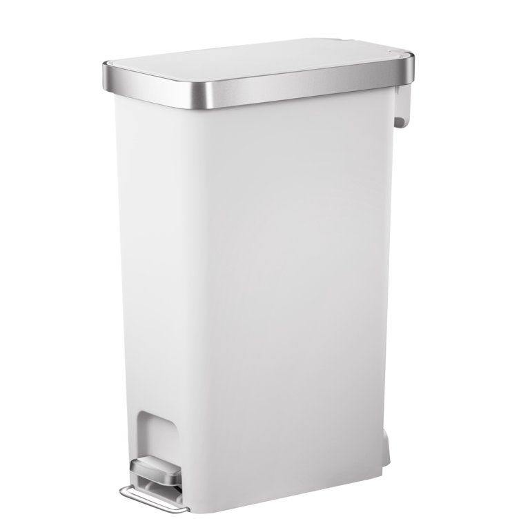 Better Homes & Gardens 10.5 Gallon Trash Can, Plastic Slim Step On Kitchen Trash Can, White | Walmart (US)