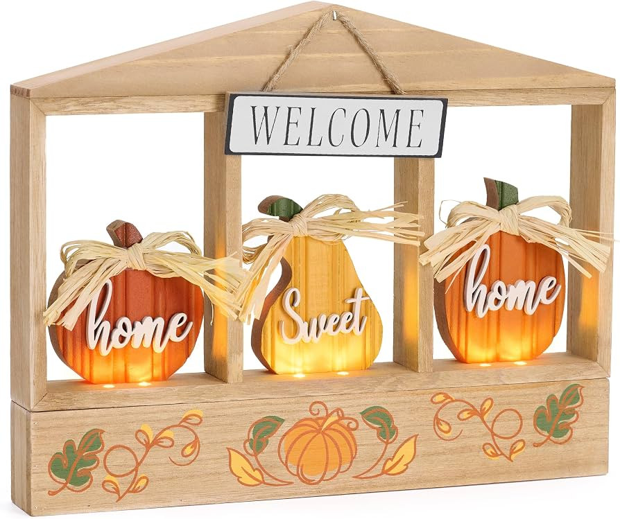Valery Madelyn Fall Table Decorations for Home, Lighted Fall Pumpkin Decor for Thanksgiving Cente... | Amazon (US)