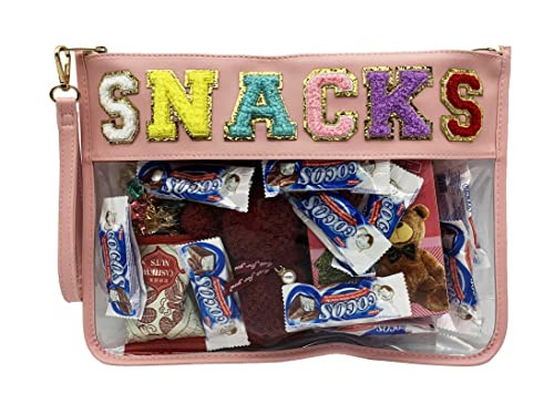 HAIBOLAN Monogram Clear Stadium Purse Bag Chenille Letter Travel Patch Pouch Snack Makeup Wristle... | Amazon (US)