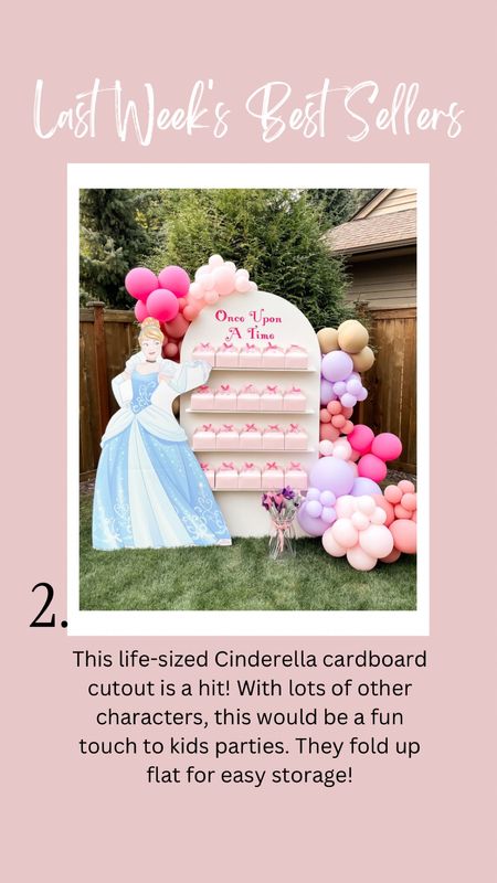 This life-sized Cinderella cardboard cutout is a hit! With lots of other characters, this would be a fun touch to kids parties. They fold up flat for easy storage! 

#LTKkids #LTKfindsunder50 #LTKparties