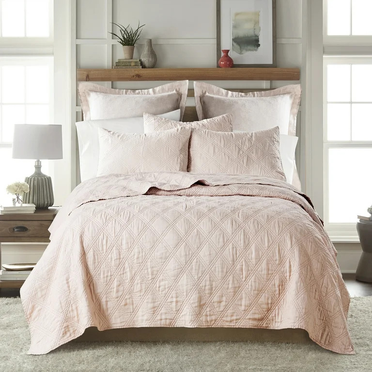 Levtex Home - 100% Linen Front/100% Cotton Back - Twin Quilt - Washed Linen - Blush - Quilt Size ... | Walmart (US)
