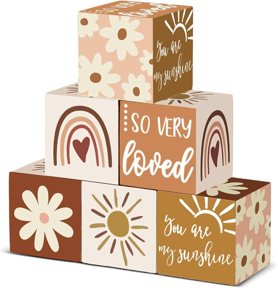 Kigley 6 Pcs Nursery Decor for Girls and Boys Nursery Decor Watercolor Shelf Decor for Bedroom Pl... | Amazon (US)