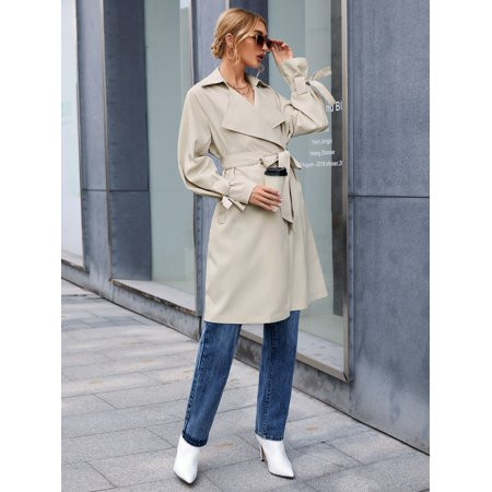 Women s Knot Cuff Belted Trench Coat 84011F322112 | Walmart (US)