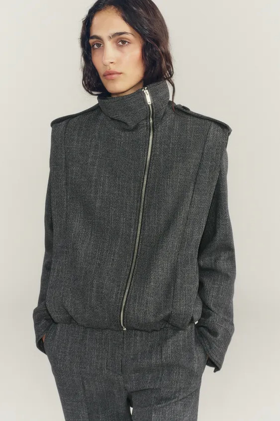 ZW COLLECTION JACKET WITH SHOULDER TABS AND SIDE ZIP | Zara UK
