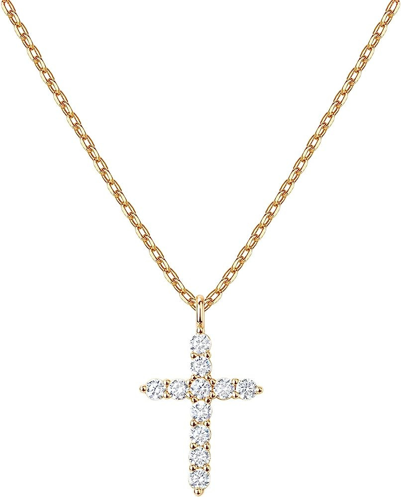 PAVOI 14K Gold Plated Cross Necklace for Women | Cross Pendant | Gold Necklaces for Women | Amazon (US)