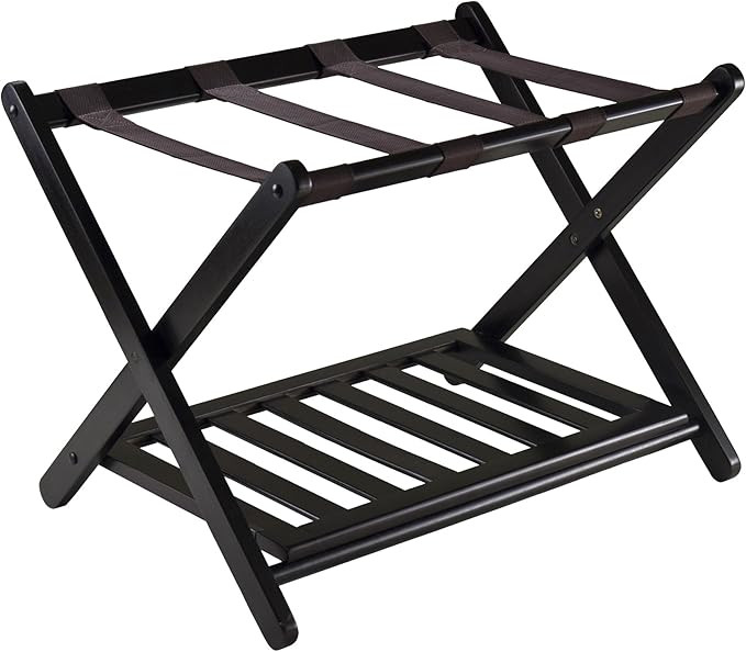 Winsome Reese Luggage Rack with Storage Shelf, for Guest Room, Bedroom, Foldable, No Assembly, Es... | Amazon (US)