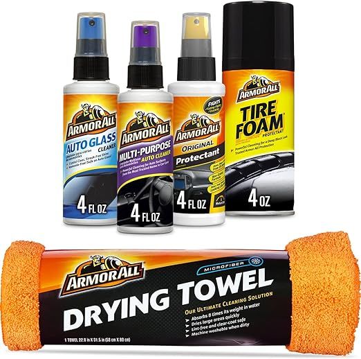 Armor All Car Wash and Car Interior Cleaner Kit, Includes Towel, Tire Foam, Glass Spray, Protecta... | Amazon (US)