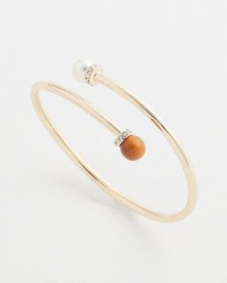 Wood & Faux Pearl Flex Cuff Bracelet | Chico's