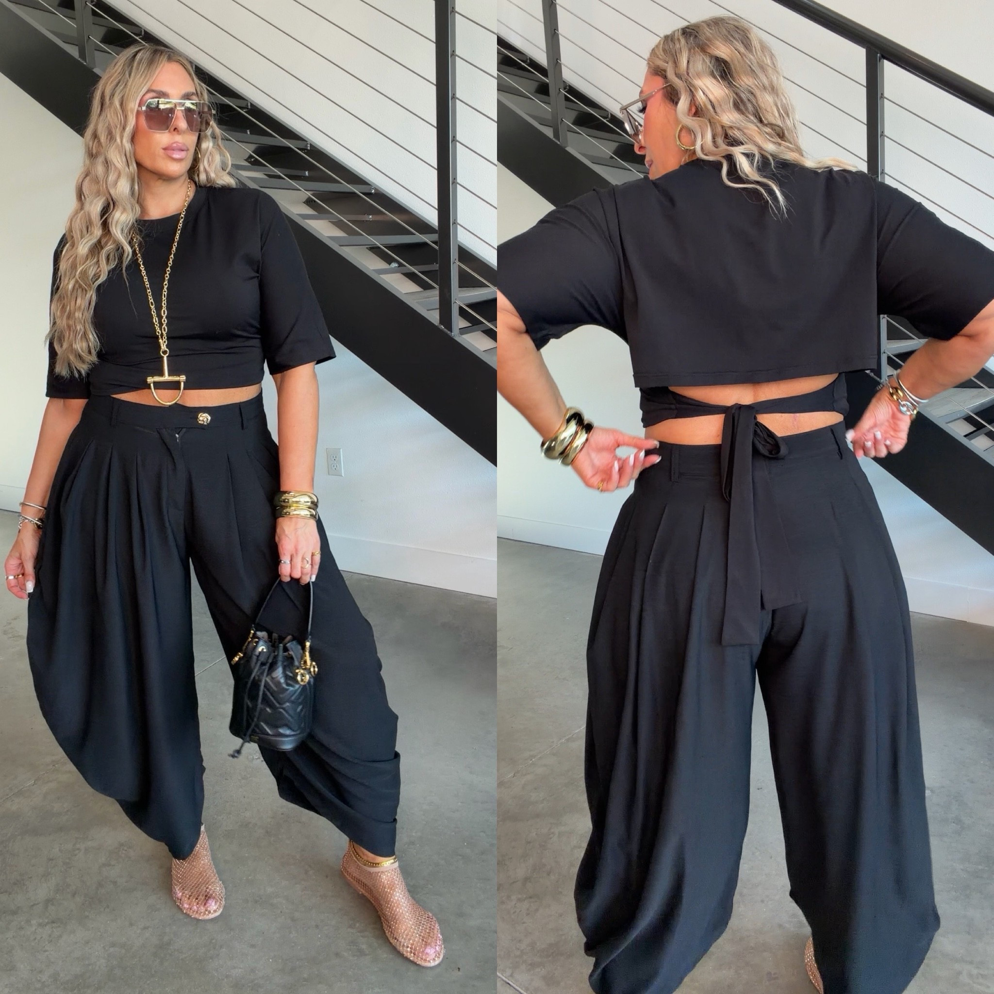 Pants XL. Top size L (very nice quality) I folded the bottom under to make it cropped. Shoes steve madden (super comfortable) also linked the amazon version. 

Necklace & Jewelry is KC Chic linked to my bio. The jewelry is from KC Chic. It is linked and I have a 40% off code: Christ

Fendi handbag linked amazon options

#LTKMidsize #LTKOver40 #LTKootd