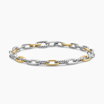 DY Madison® Chain Bracelet in Sterling Silver with 18K Yellow Gold, 5.5mm | David Yurman