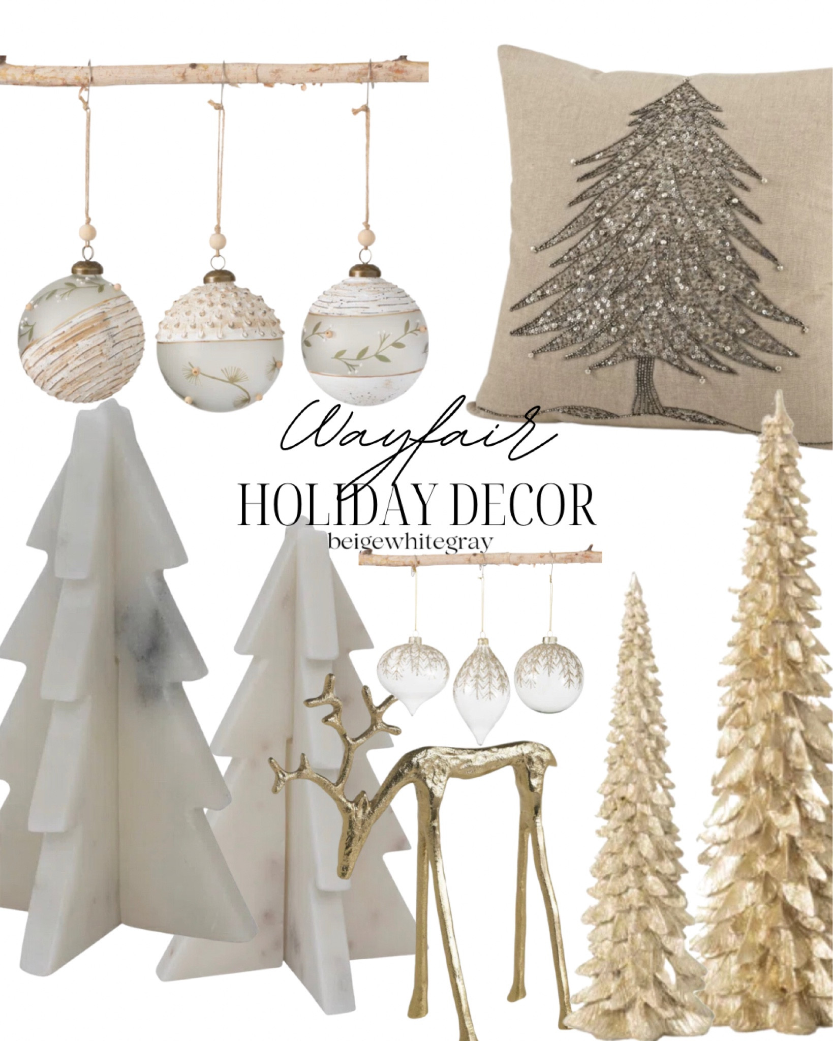 Um yes to Wayfair wayday!! Take advantage and snag these beautiful holiday finds!! From the beautiful throw pillow to the marble table top trees!! Check out this cute reindeer and tre ornaments! 

#LTKHoliday #LTKsalealert #LTKhome