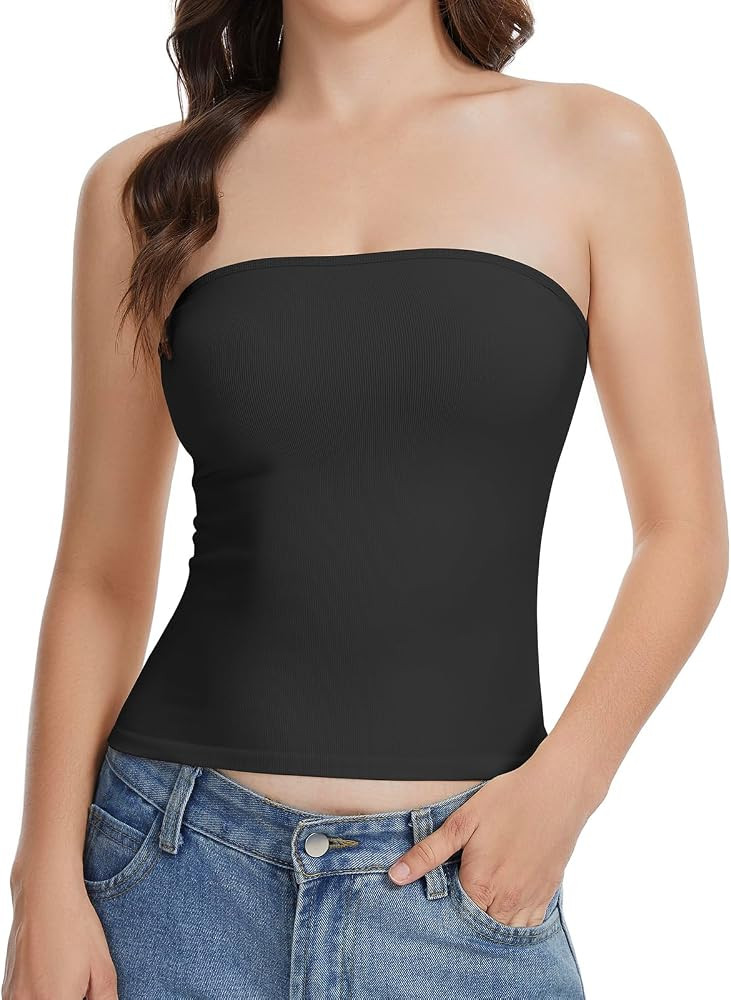 Comfyin Tube Tops for Women Strapless Bandeau Sleeveless Shirts Basic Backless Summer Going Out T... | Amazon (CA)