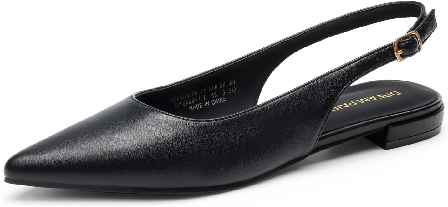DREAM PAIRS Women's Slingback Dressy Pointed Toe Ballet Flats | Amazon (US)