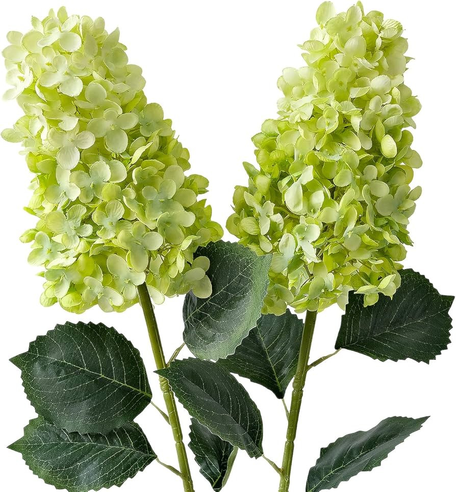JINWOE Green Hydrangea Artificial Silk Flowers,2Pcs 31.5" Large Lifelike Panicled Faux Hydrangea ... | Amazon (US)