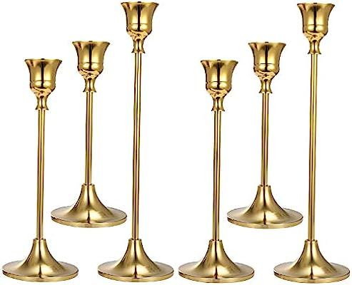 Anndason Set of 6 Gold Candlestick Holders Gold Candle Holder Taper Candle Holders Candle Holder ... | Amazon (US)