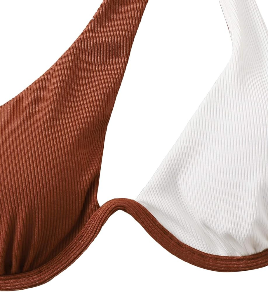 Verdusa Women's Colorblock One Shoulder Underwire Bathing Suit Bikini Swimsuit | Amazon (US)