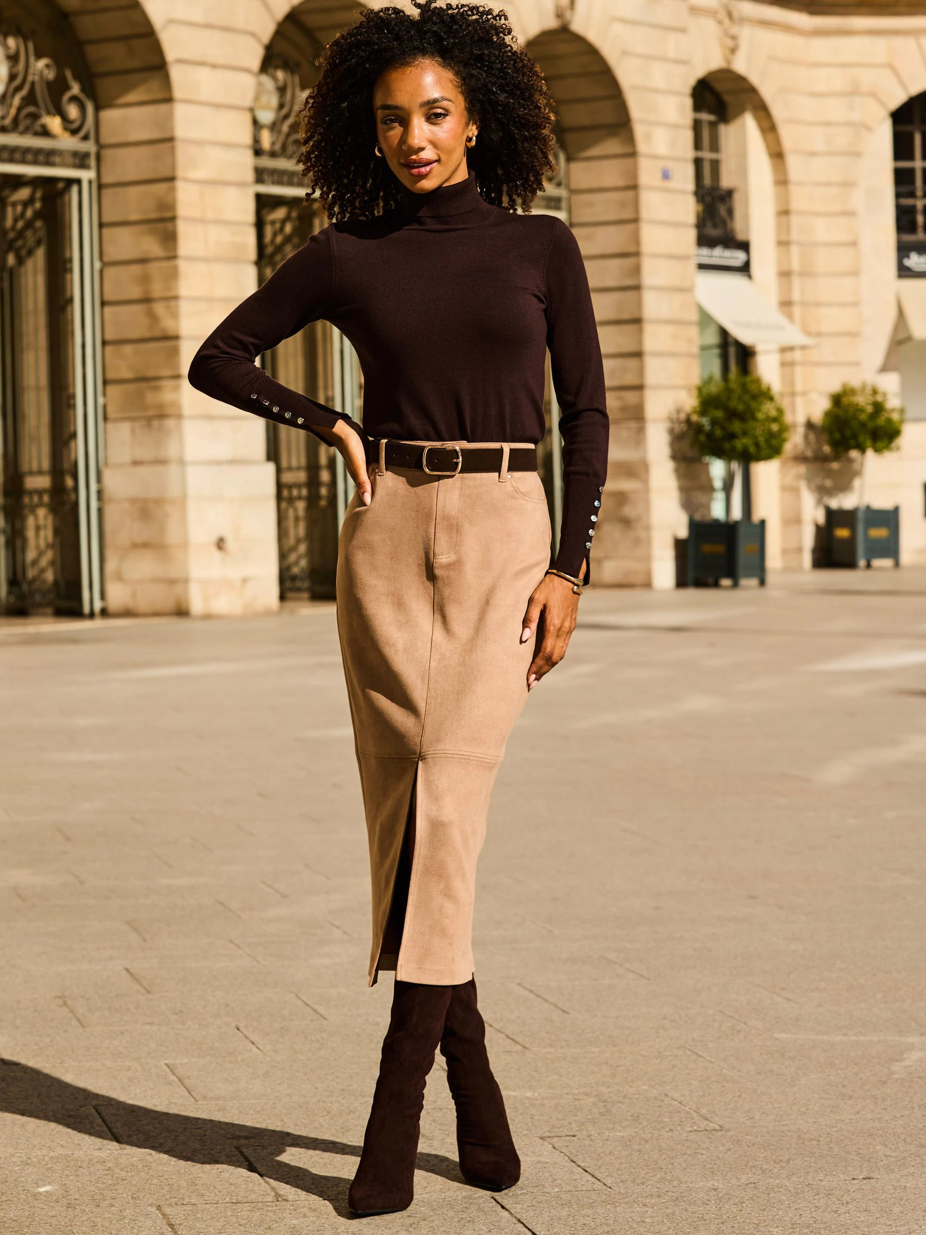 Sosandar Faux Suede Pencil Skirt | Next US