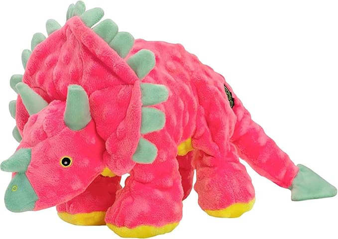 goDog Dinos Frills Squeaky Plush Dog Toy, Chew Guard Technology - Pink, Large | Amazon (US)
