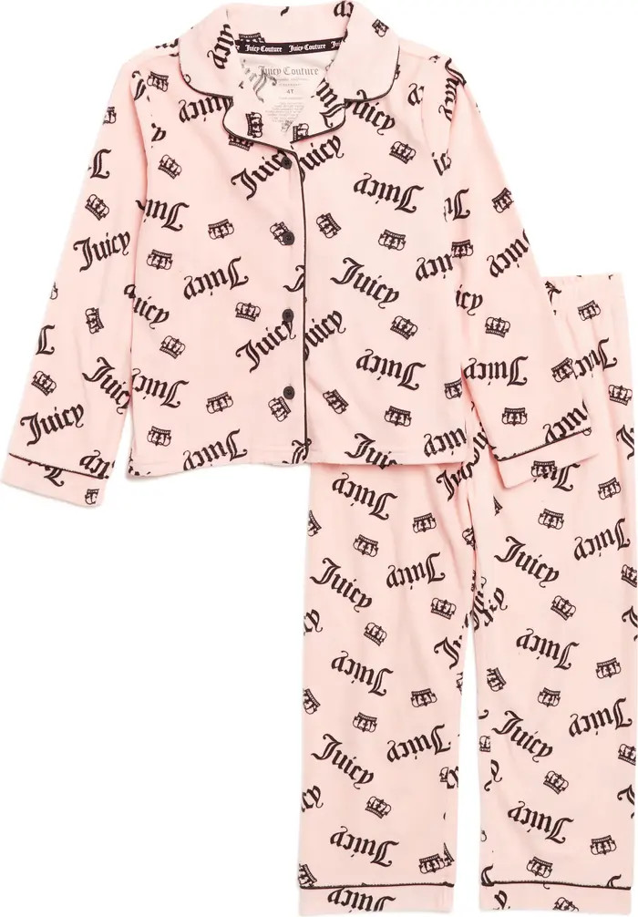 Juicy Couture Kids' Two-Piece Notched Collar Velour Pajamas | Nordstromrack | Nordstrom Rack