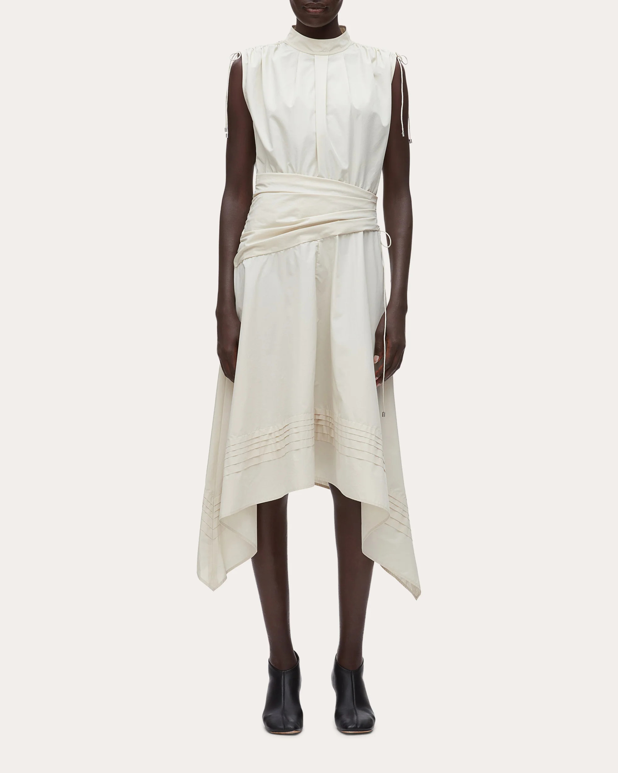 3.1 Phillip Lim Women's Cotton Poplin Ruched Handkerchief Dress in Neutral Cotton/Polyester | Olivela