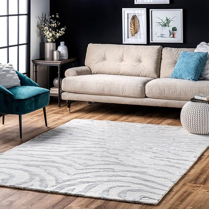 nuLOOM Hand Tufted Plush Zebra Area Rug, 9x12, Gray | Amazon (US)