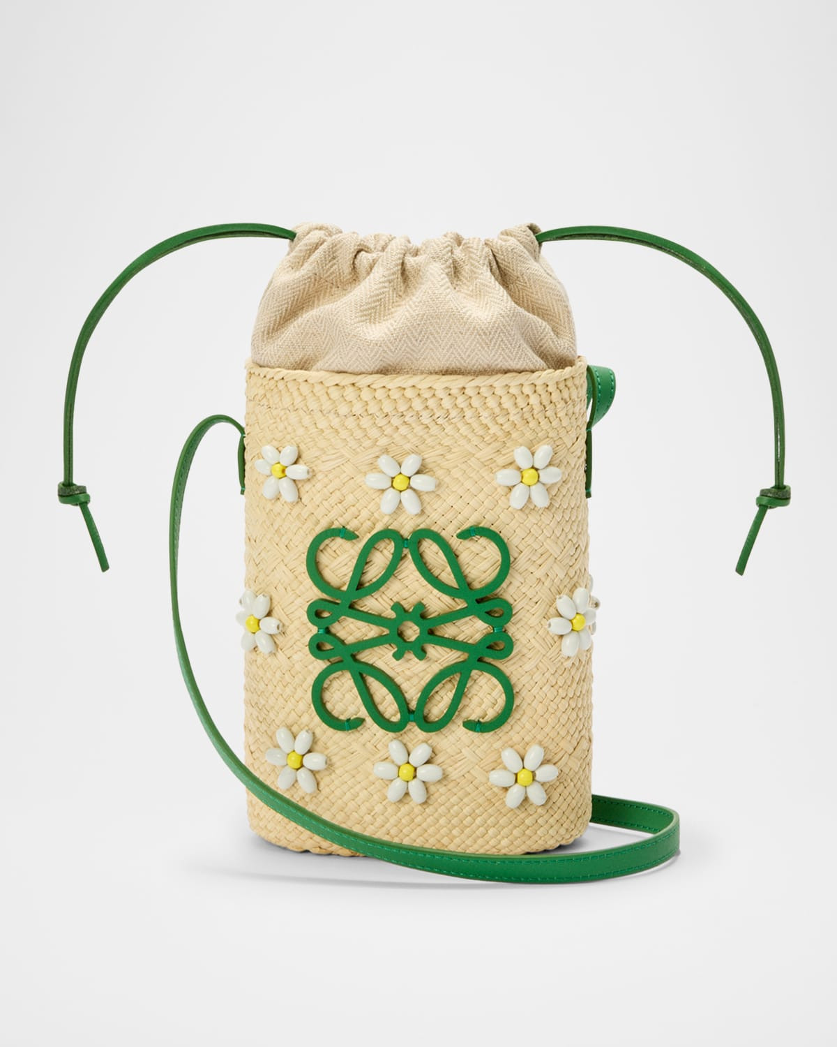 x Paula's Ibiza Anagram Flower Straw Pocket Crossbody Bag | Neiman Marcus