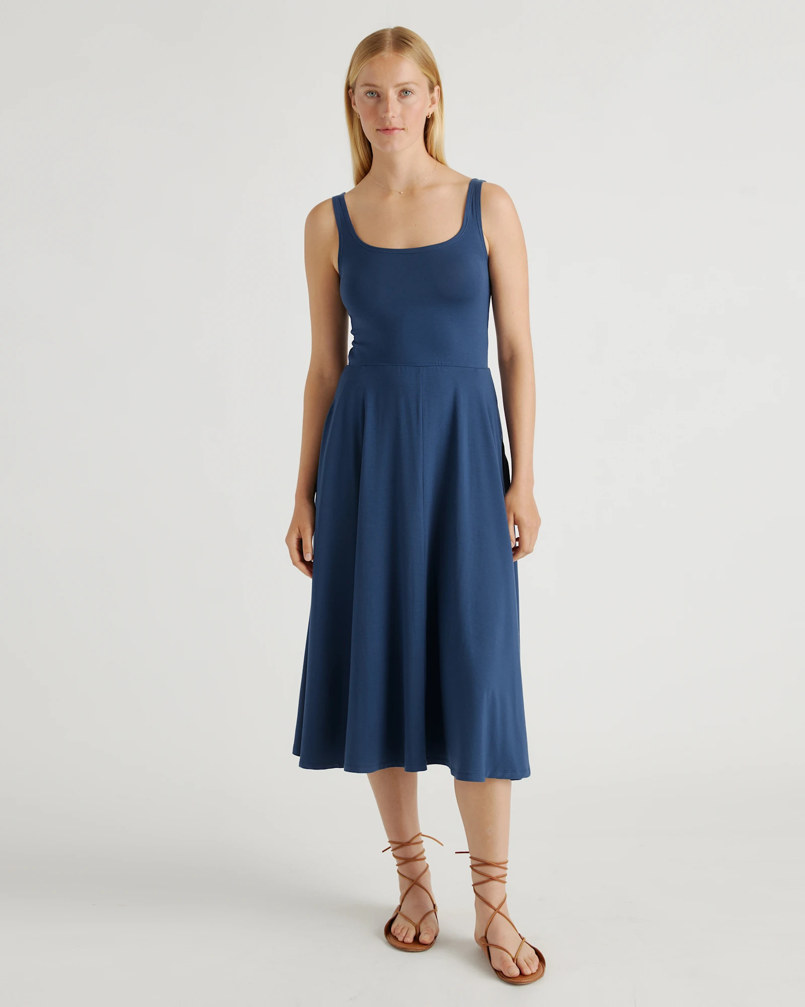 Navy Tencel Jersey Fit & Flare Dress | Quince