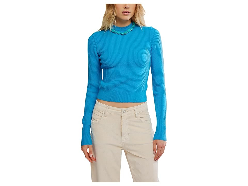 Free People Even After Pullover Women's Sweater Swedish Blue : XL (Women's 16), Acrylic/Elastane/Polyester | Zappos