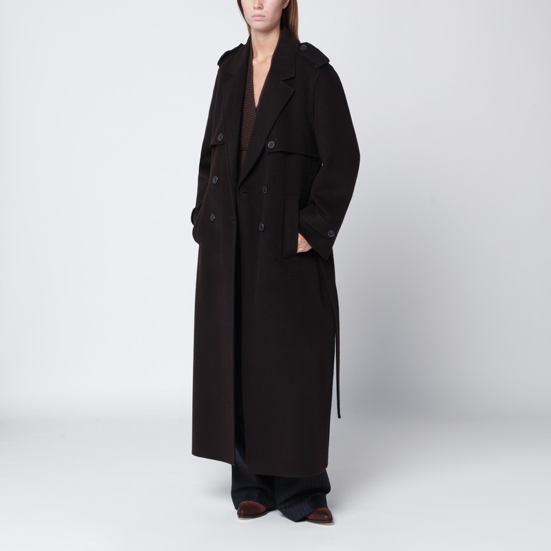 Brown long wool coat | The Double F