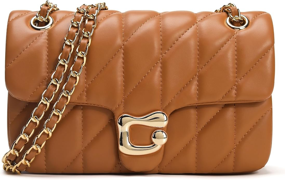 Quilted Crossbody Purse for Women Trendy - Ladies Shoulder Bag Leather Satchel Handbag Designer E... | Amazon (US)