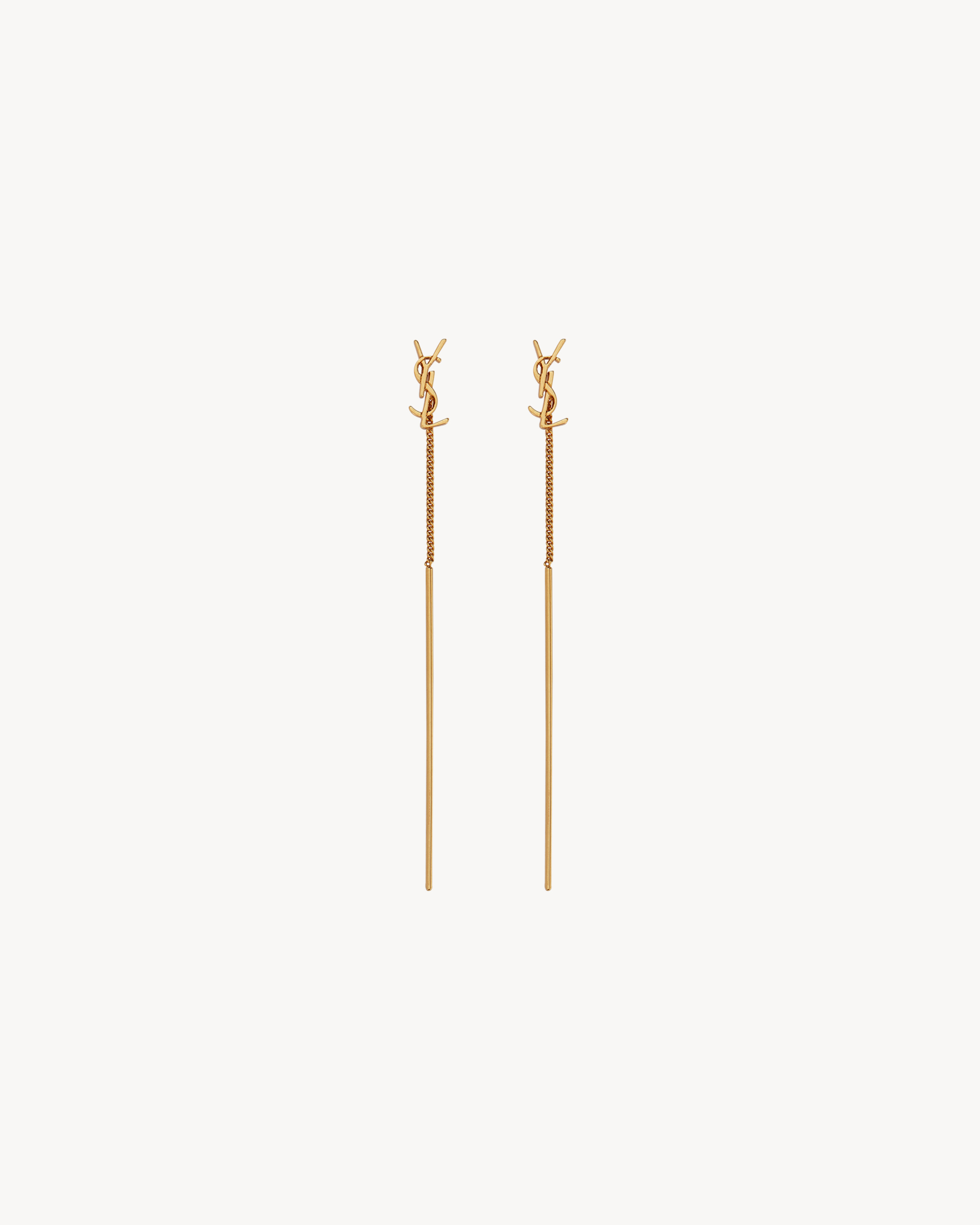 Saint Laurent Cassandre Threader Earrings In Metal - Yellow/gold - Women - One Size | Saint Laurent Inc. (Global)