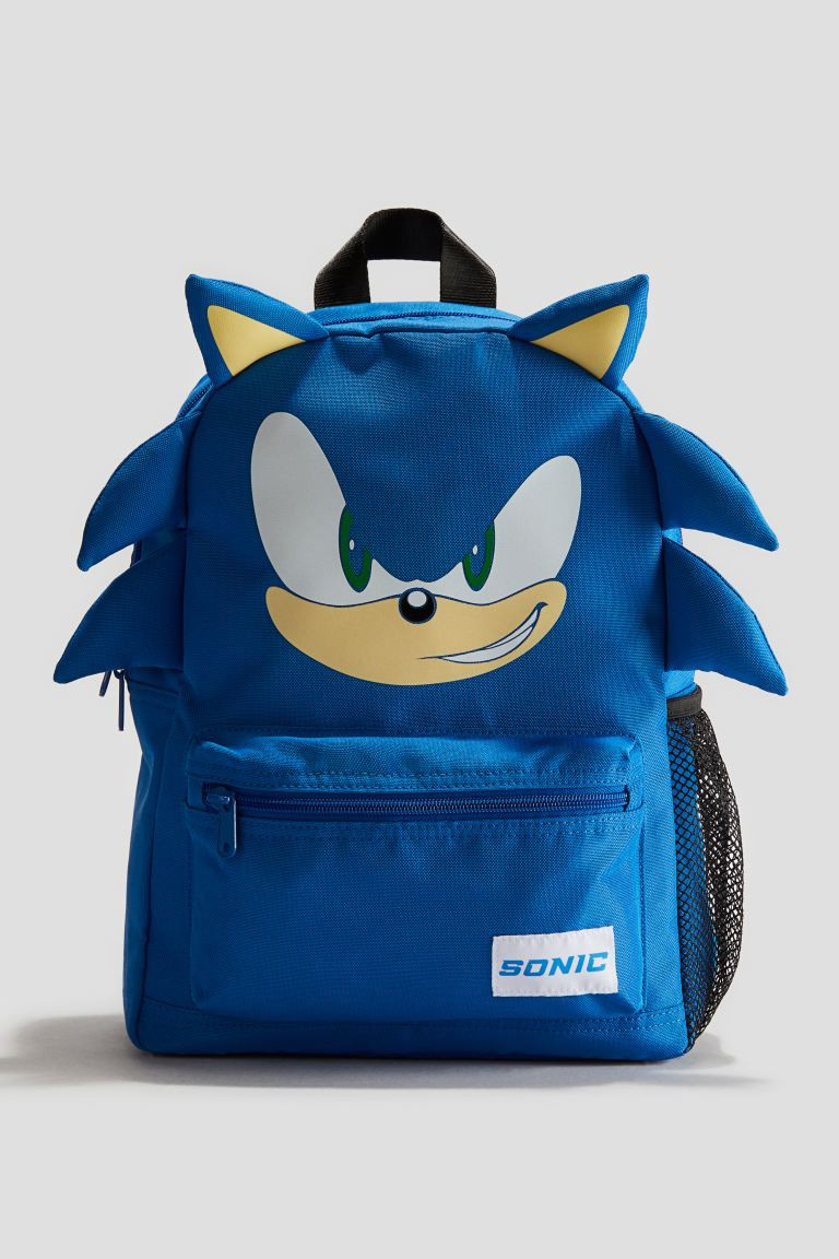 Appliquéd Backpack - Blue/Sonic the Hedgehog - Kids | H&M US | H&M (US + CA)