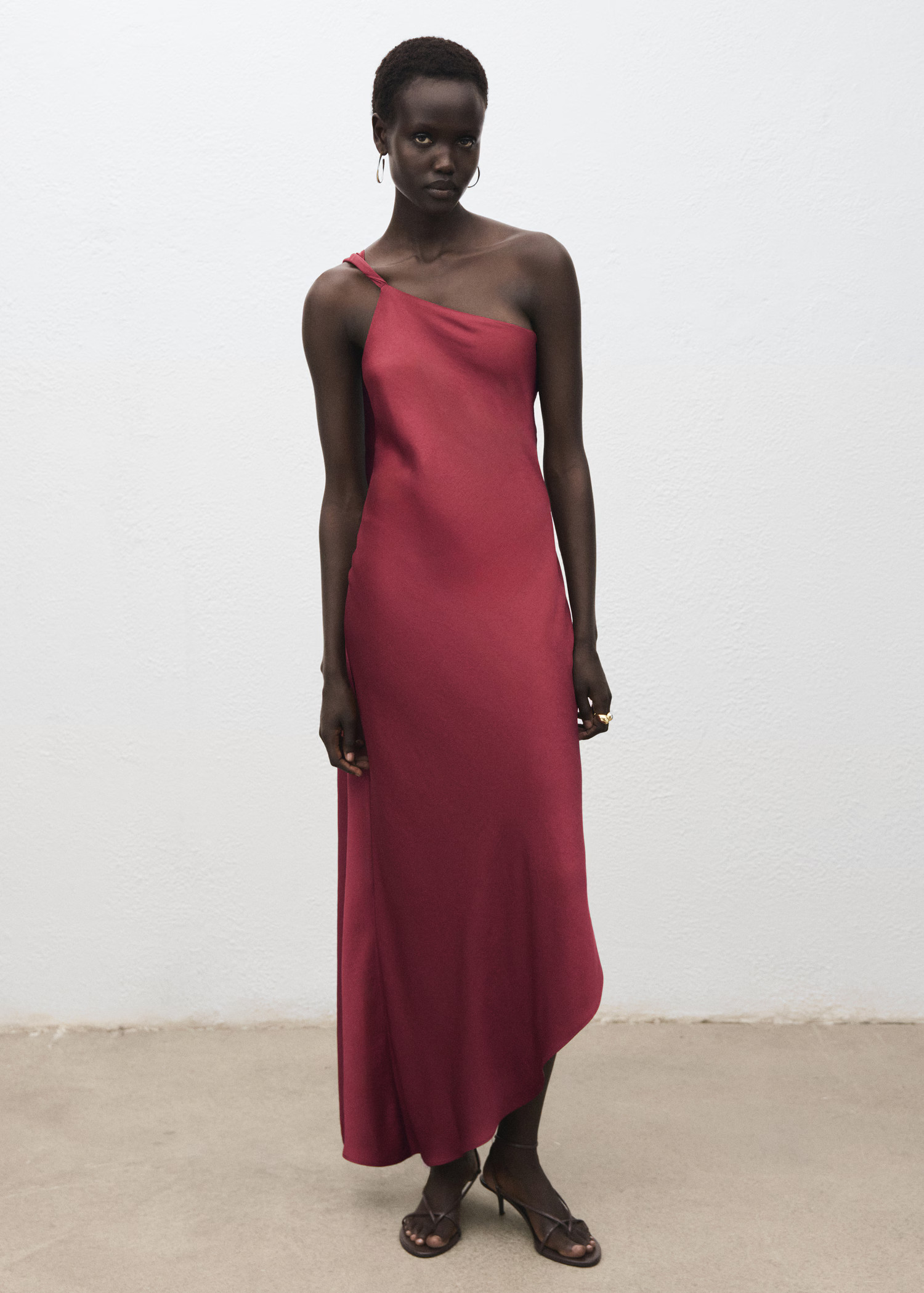 Asymmetrical satin dress - Women | MANGO United Kingdom | MANGO (UK)