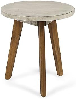 Christopher Knight Home 305359 Gino Outdoor Acacia Wood Side Table, Light Gray Finish/Natural Fin... | Amazon (US)