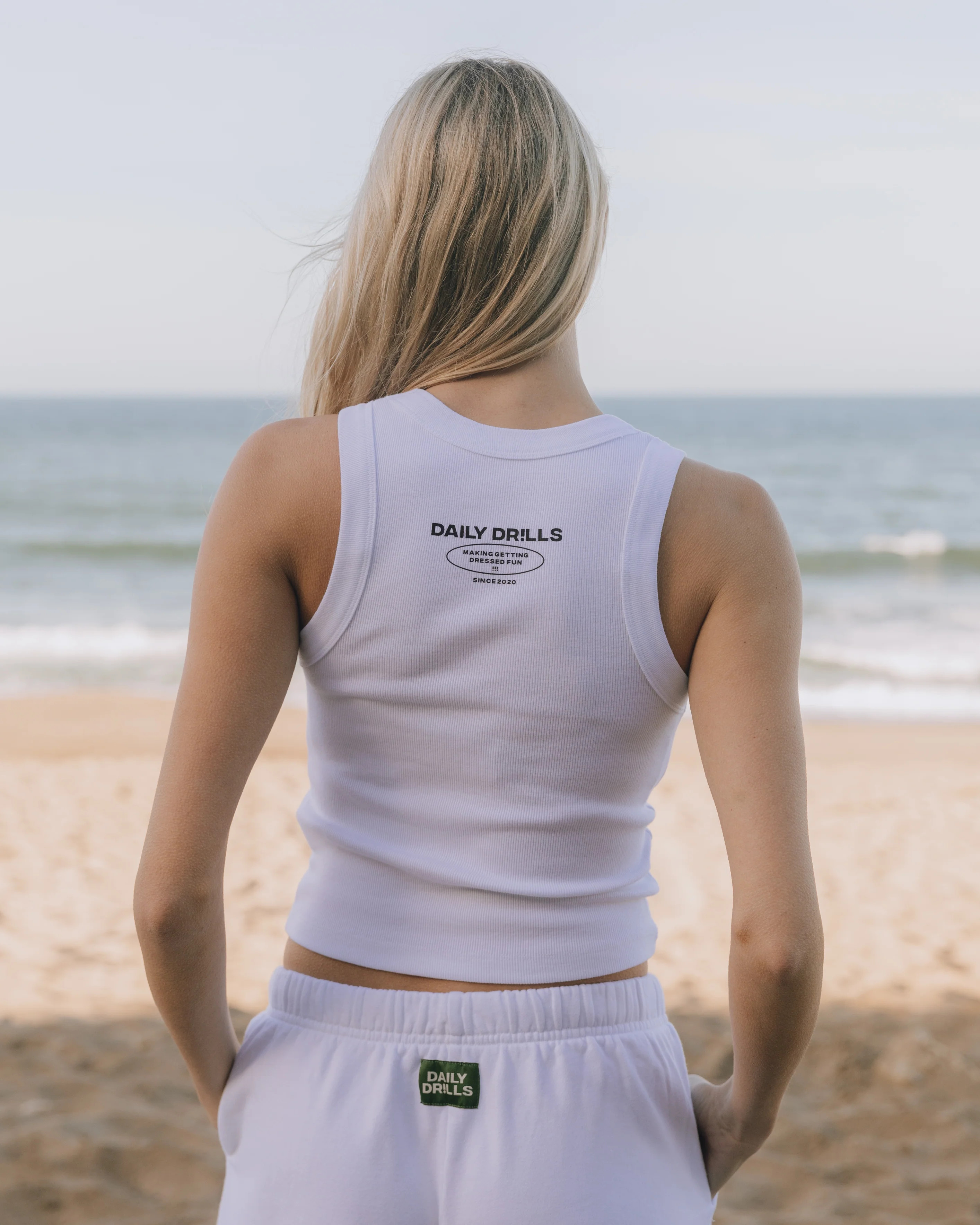 Ribbed Tank - White | Daily Drills