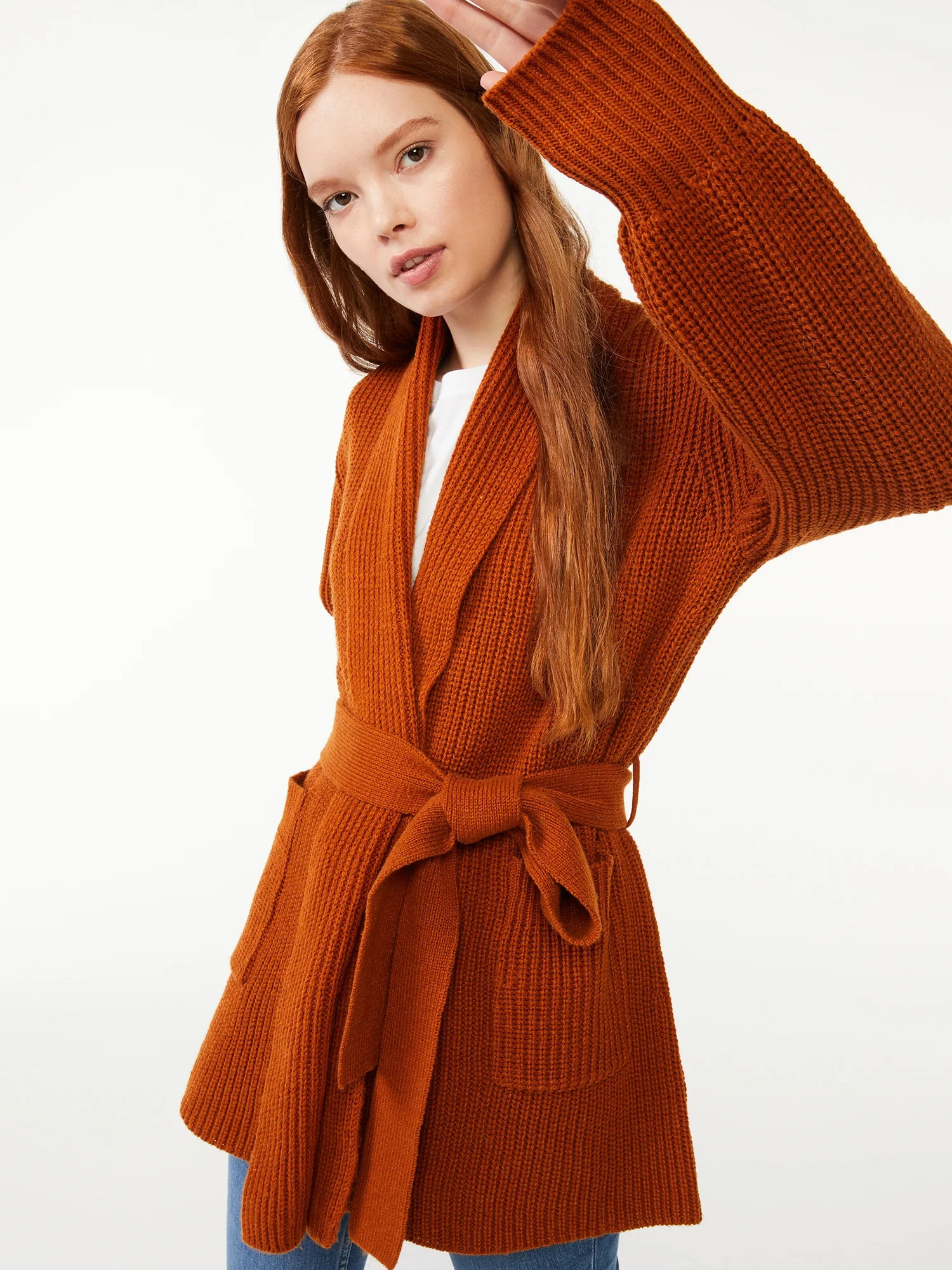 Free Assembly Women's Open Front Cardigan with Blouson Sleeves | Walmart (US)