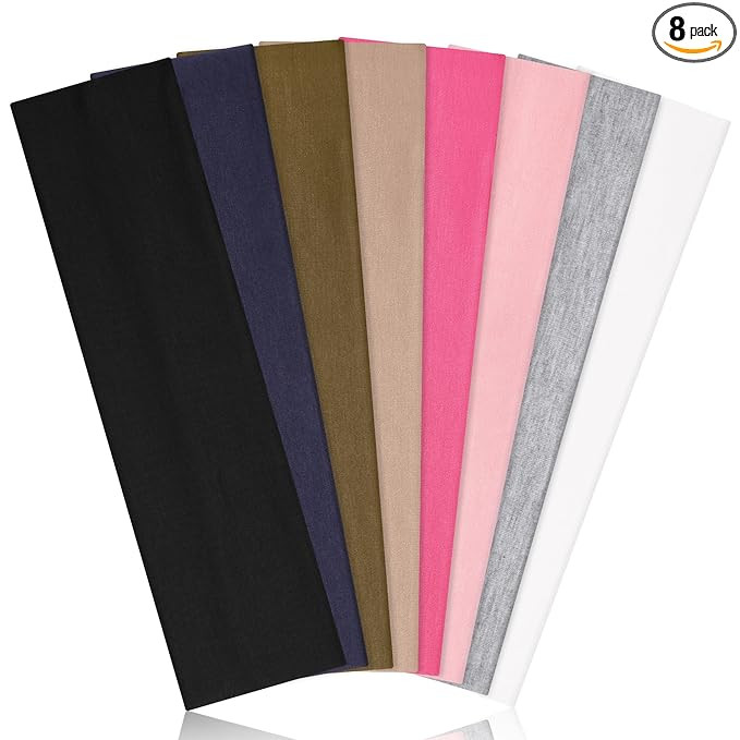 Ztomine Headbands for Women, 8pcs Stretchy Non Slip Soft Cotton Cloth Hair Bands for Sports, Work... | Amazon (US)