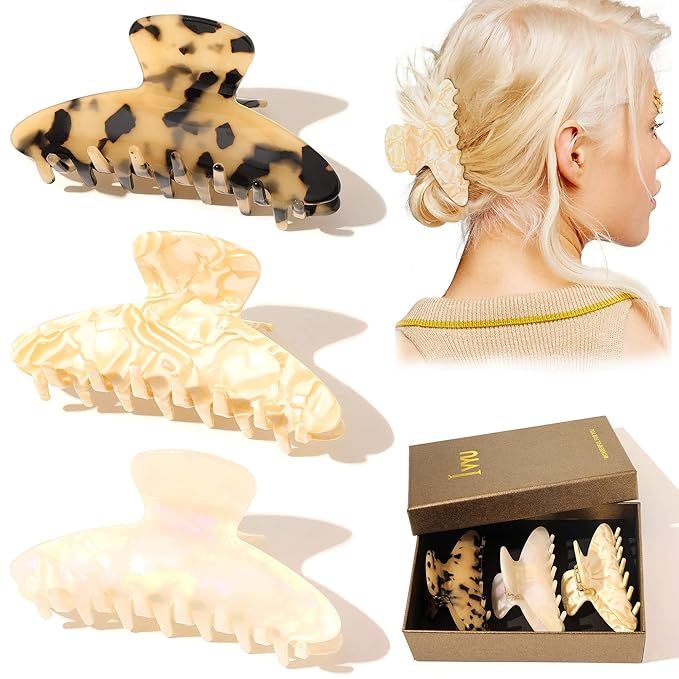 Ivyu Hair Claw Clips For Women - Big Banana Jaw Clips Barrettes for Girls Leopard Cheetah Tortois... | Amazon (US)