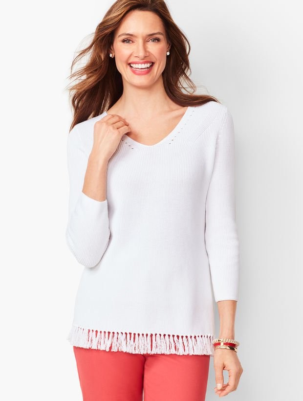 Fringe-Hem Sweater | Talbots