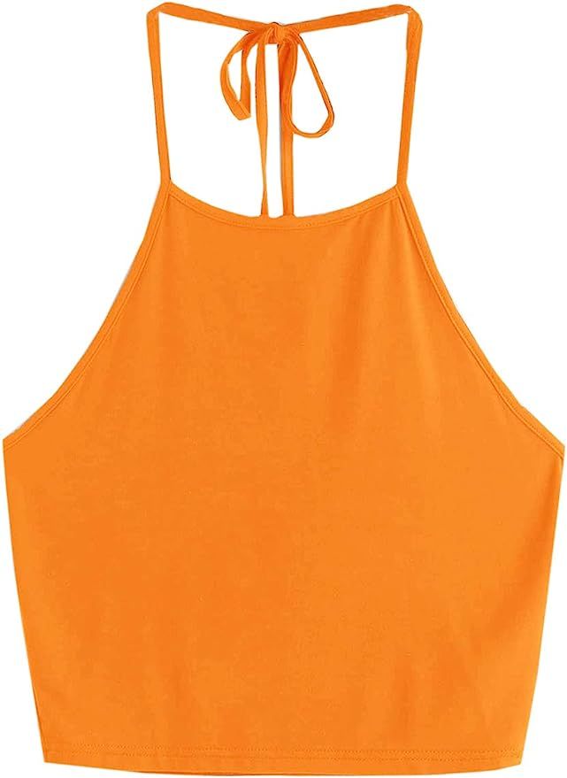 Romwe Women's Casual Camisole Sleeveless Vest Halter Cami Tank Top | Amazon (US)