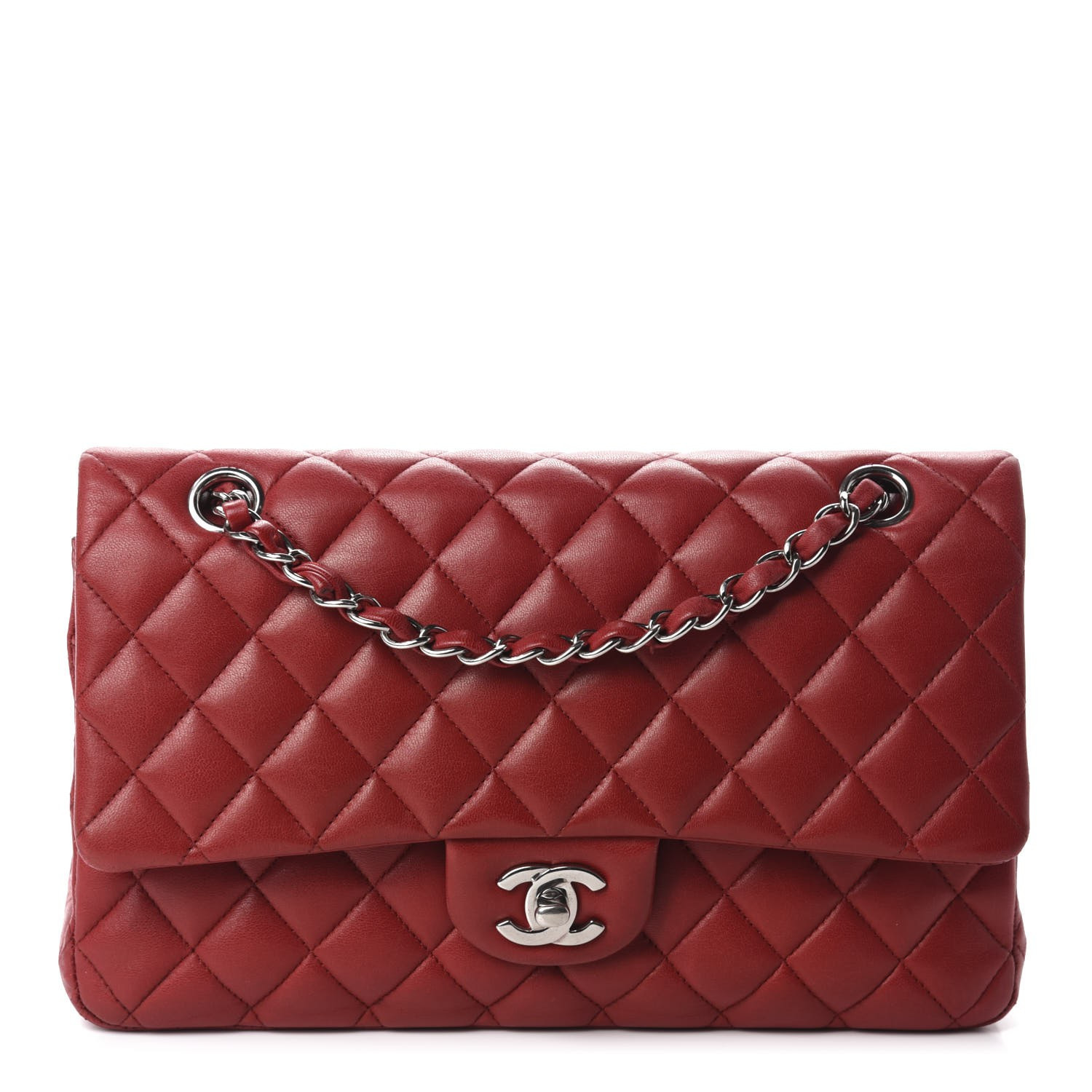 Lambskin Quilted Medium Double Flap Red | Fashionphile