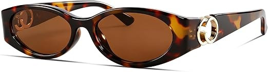 Retro Oval Sunglasses Women Chic Cat Eye 90s Sunnies Trendy Narrow Shades UV Protection Lightweig... | Amazon (US)