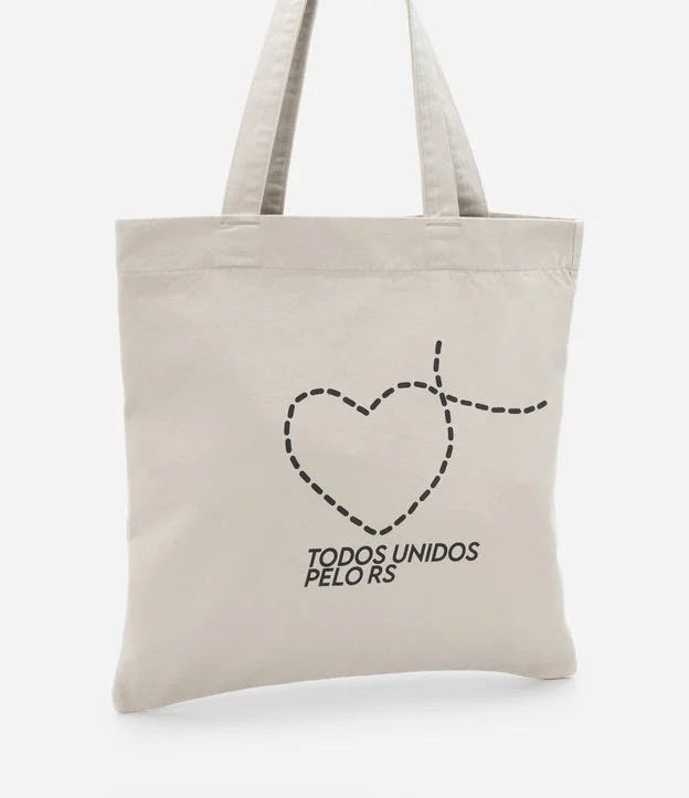 Bolsa em Algodão com Estampa Coração Todos Unidos pelo RS Bege | Renner (BR)