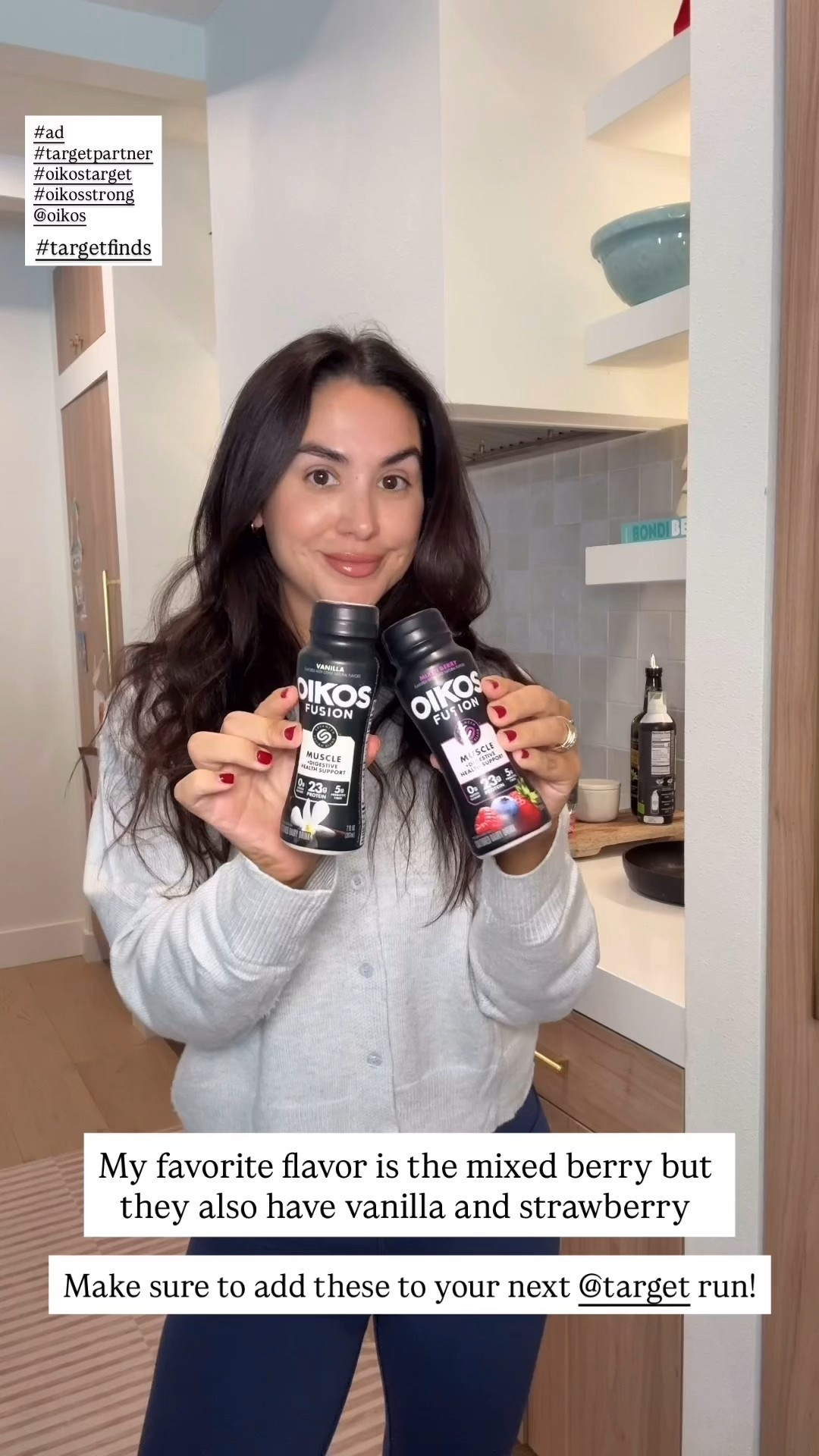 #AD New Target finds that you’re absolutely going to love! I found the new @oikos Fusion Drink on my last @target run and it’s already become a staple in my refrigerator.  3 flavors (Mixed Berry, Vanilla and Strawberry) that have 23g of protein per bottle + 5g of prebiotic fiber that supports digestive health. It’s my new go-to in between workouts. The patented Advanced Fusion Blend helps build and retain muscle during weight loss as well*. It tastes great too! Comment SHOP and I’ll send the link directly to your inbox #oikosstrong #oikostarget #targetpartner #targetfinds 

**Contains whey, leucine, and vitamin D which, together with exercise and a balanced diet, help maintain muscles. Not a low calorie food**

#LTKmomlife #LTKfitnessgoals