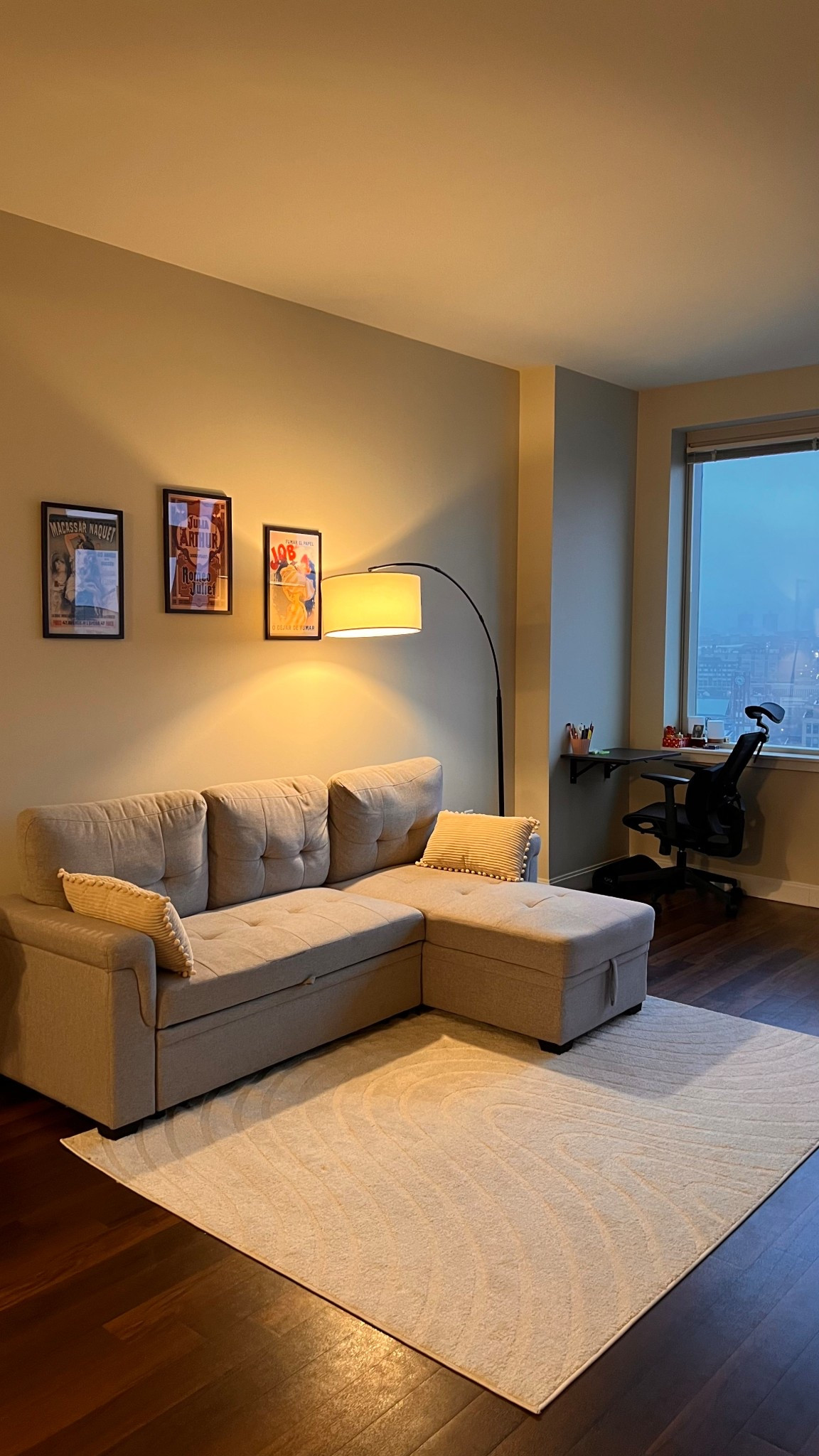 The comfiest, most affordable beige sofa bed, lamp and beige rug for your living room 🩷 
#ltkhome #ltkhouse #ltkunder100