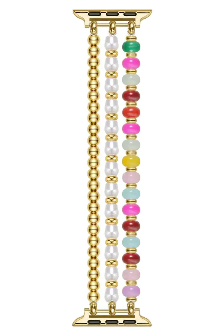 Posh Tech Jasmine Beaded Apple Watch® Watchband in Gold at Nordstrom | Nordstrom