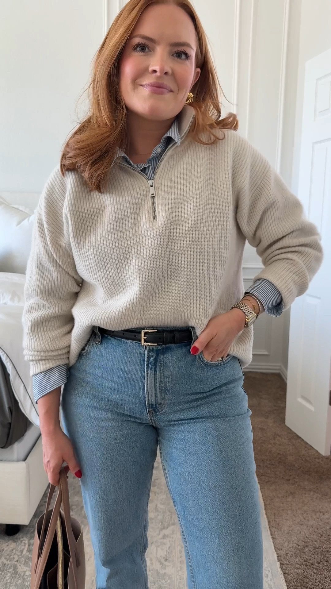 An easy mom outfit that’s polished, timeless and built on staples! I love these jeans so much! I get them in a medium wash and a short length so they hit my ankle perfectly!

#LTKgrwm #LTKootd #LTKmomlife
